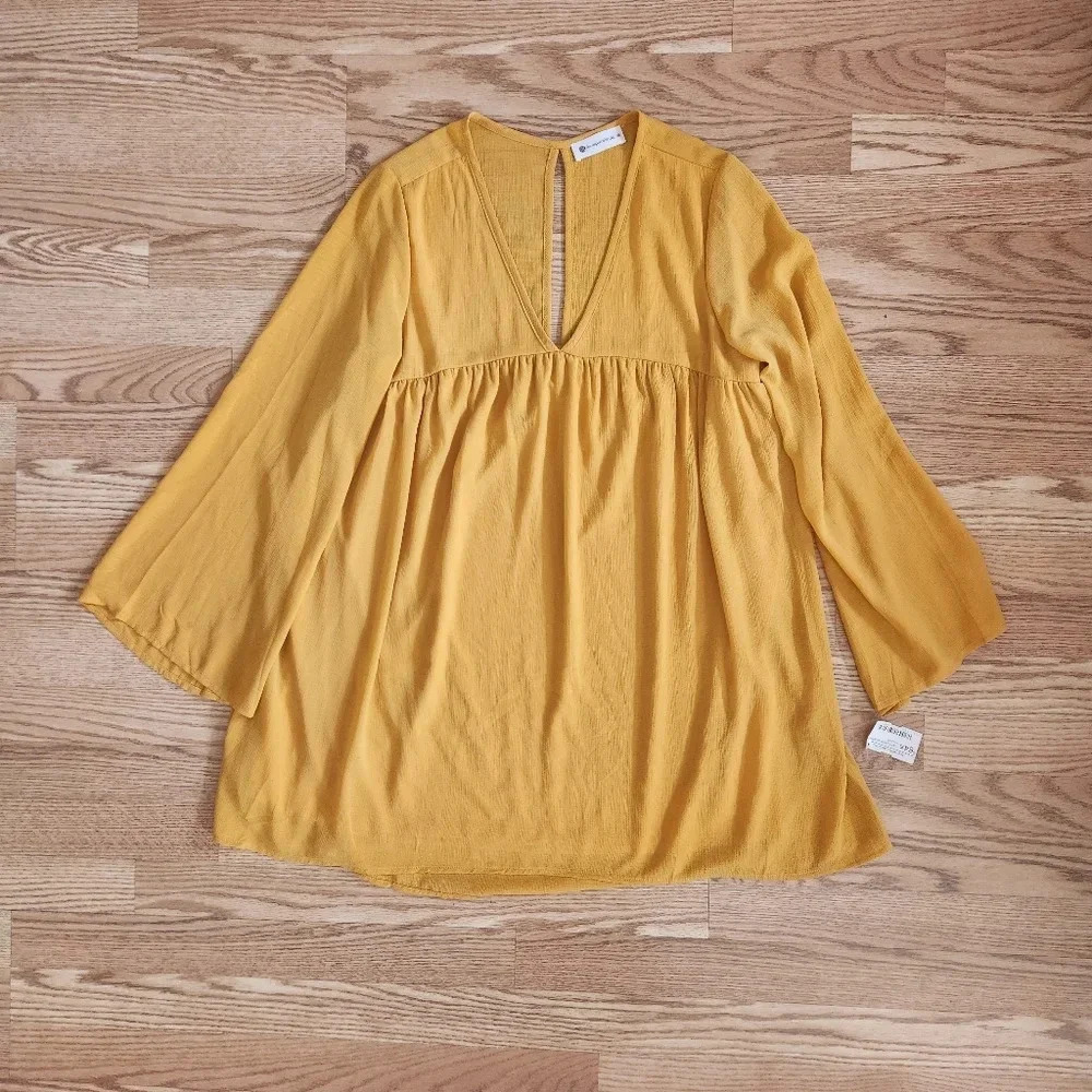 NWT The Impeccable Pig Mustard Mini Dress, Size M.